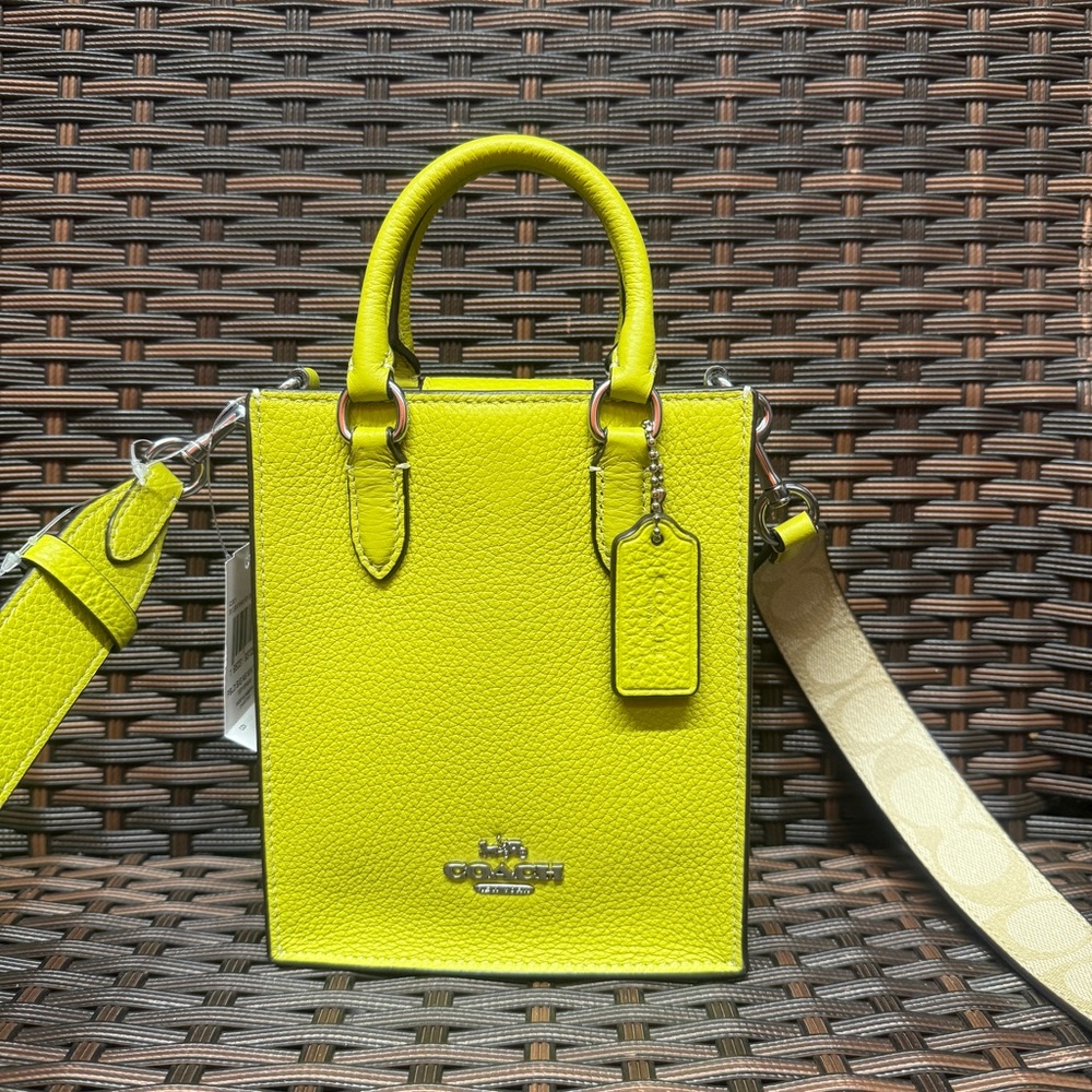North South Mini Tote With Signature Canvas coach cj501